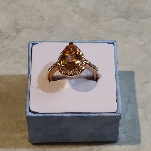 NIB Bloomingdale's Rose Gold Vermeil 3ct Morganite Teardrop Ring Size 7 - Picture 12 of 14